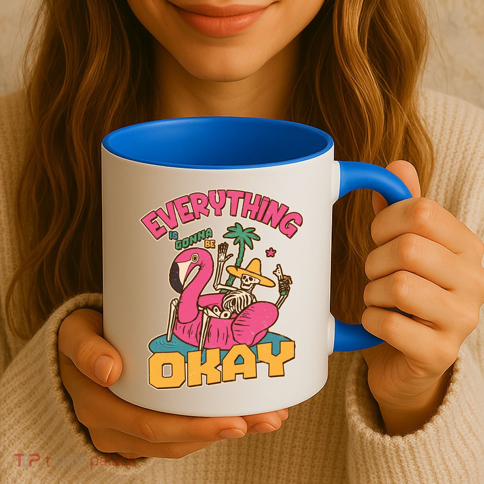 Funny Everything Is Gonna Be Okay Vacation Skeleton Coffee Mug