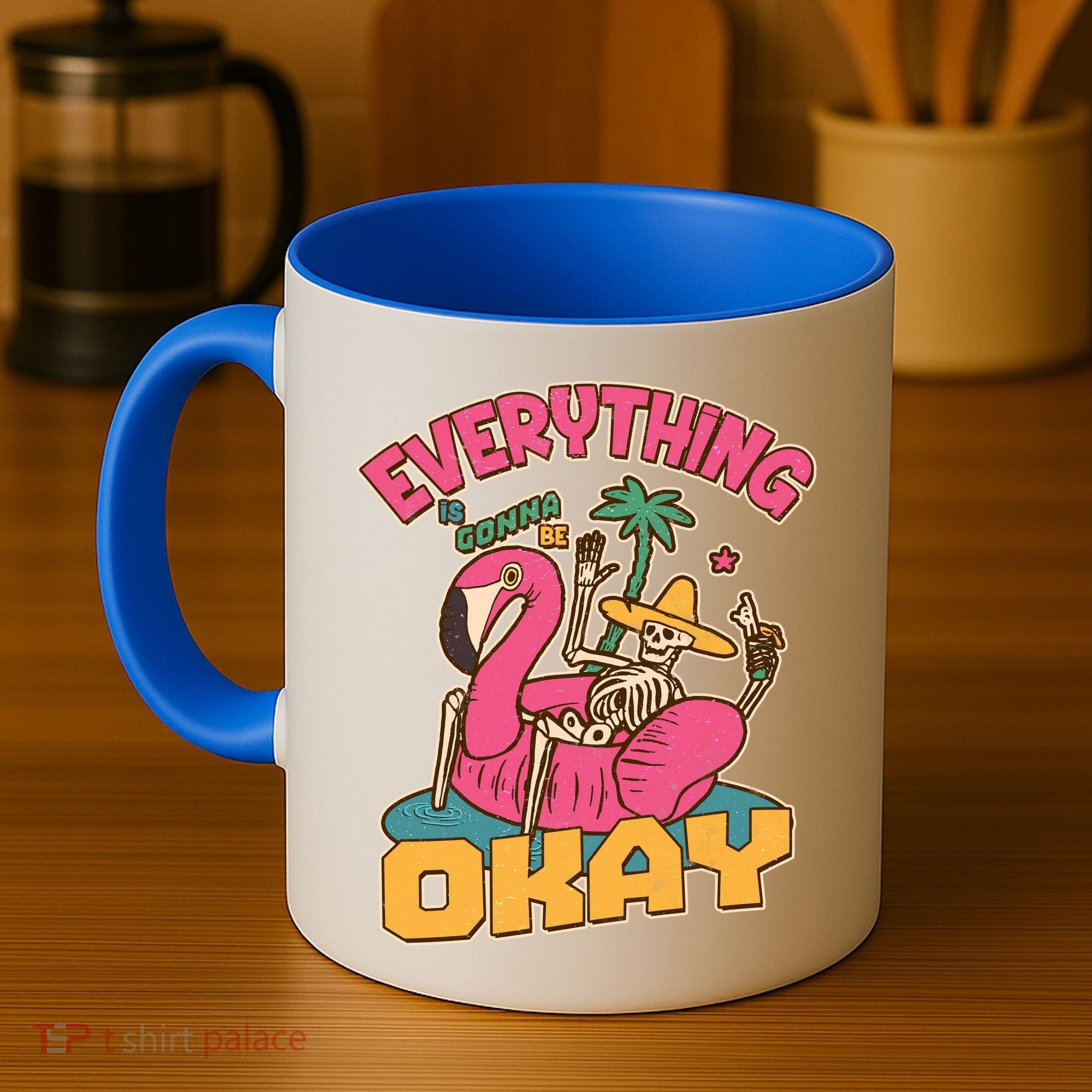 Funny Everything Is Gonna Be Okay Vacation Skeleton Coffee Mug