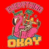 Funny Everything Is Gonna Be Okay Vacation Skeleton Santa Hat thumb 1