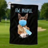 Funny Ew People Hygienic German Shepard  Golf Towel thumb 1