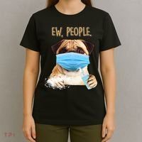 Funny Ew People Hygienic Pug Mask T-Shirt thumb 4