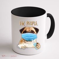 Funny Ew People Hygienic Pug Mask Coffee Mug thumb 1