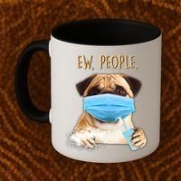 Funny Ew People Hygienic Pug Mask Coffee Mug thumb 2