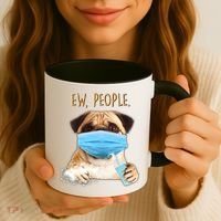 Funny Ew People Hygienic Pug Mask Coffee Mug thumb 3