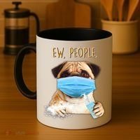 Funny Ew People Hygienic Pug Mask Coffee Mug thumb 4