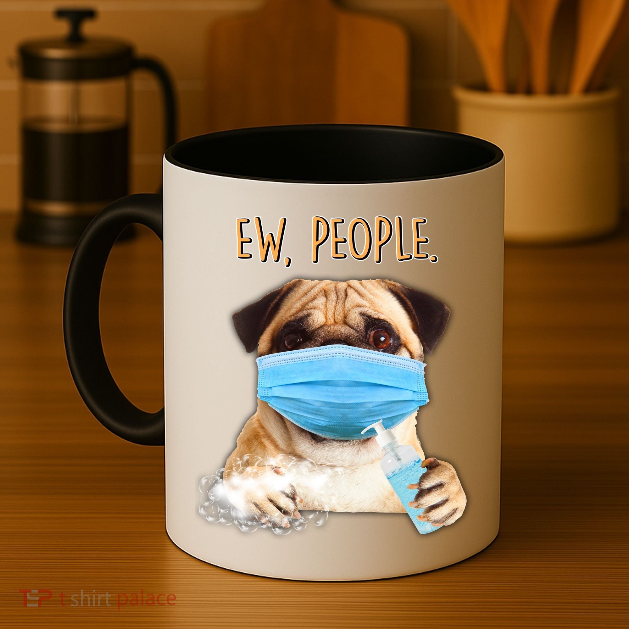 Funny Ew People Hygienic Pug Mask Coffee Mug