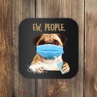 Funny Ew People Hygienic Pug Mask Coaster thumb 0