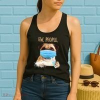 Funny Ew People Hygienic Pug Mask Women's Tank Top thumb 2