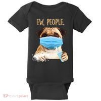 Funny Ew People Hygienic Pug Mask Baby Bodysuit thumb 0