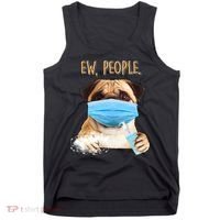 Funny Ew People Hygienic Pug Mask Tank Top thumb 0