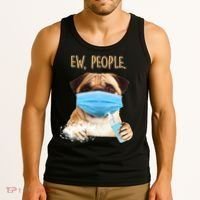 Funny Ew People Hygienic Pug Mask Tank Top thumb 3