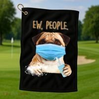Funny Ew People Hygienic Pug Mask Golf Towel thumb 1