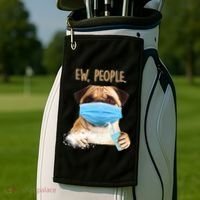 Funny Ew People Hygienic Pug Mask Golf Towel thumb 2