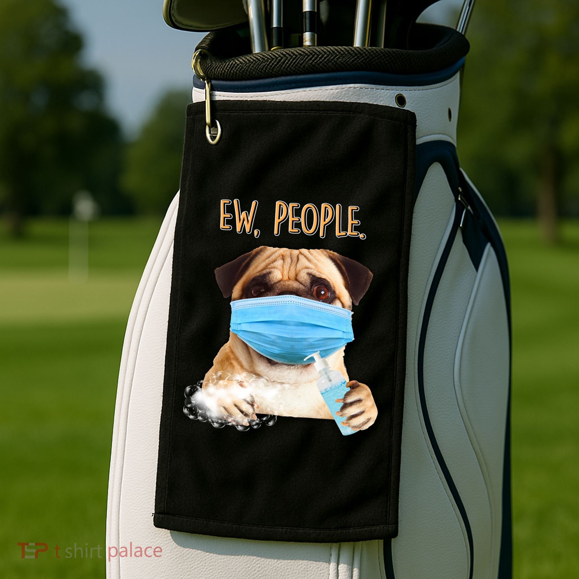 Funny Ew People Hygienic Pug Mask Golf Towel
