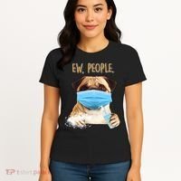 Funny Ew People Hygienic Pug Mask Women's T-Shirt thumb 4