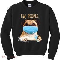 Funny Ew People Hygienic Pug Mask Kids Sweatshirt thumb 0