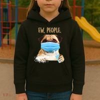 Funny Ew People Hygienic Pug Mask Kids Hoodie thumb 3
