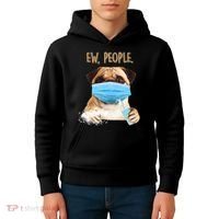 Funny Ew People Hygienic Pug Mask Kids Hoodie thumb 4