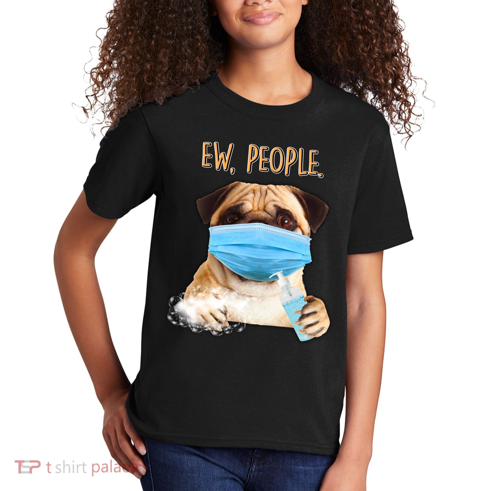 Funny Ew People Hygienic Pug Mask Kids T-Shirt