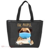 Funny Ew People Hygienic Pug Mask Tote Bag thumb 0