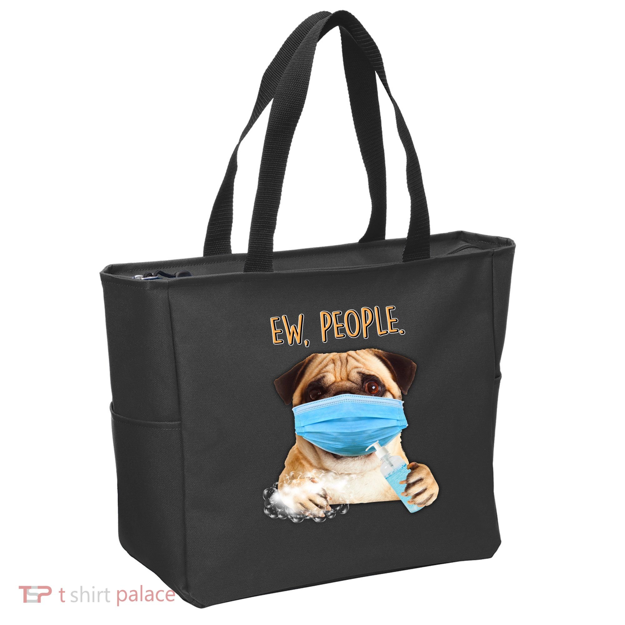 Funny Ew People Hygienic Pug Mask Tote Bag