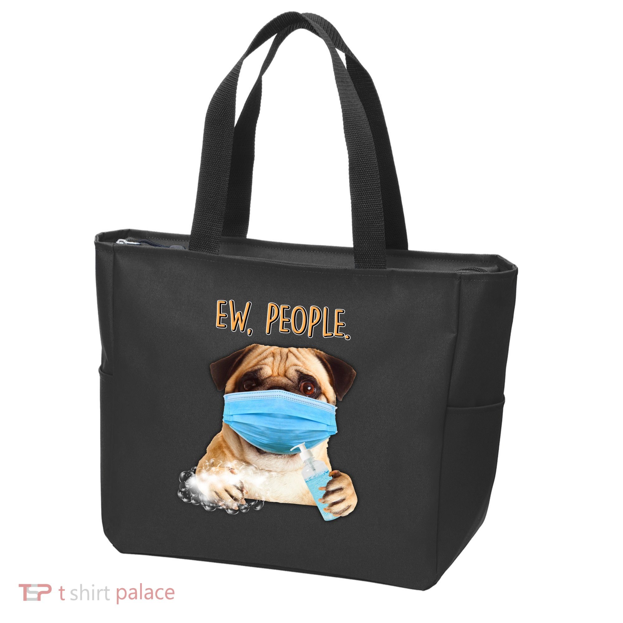 Funny Ew People Hygienic Pug Mask Tote Bag