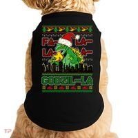Funny Fa La La La Godzil-La Ugly Christmas Sweater Doggie Tank thumb 0