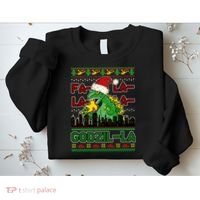 Funny Fa La La La Godzil-La Ugly Christmas Sweater Sweatshirt thumb 2