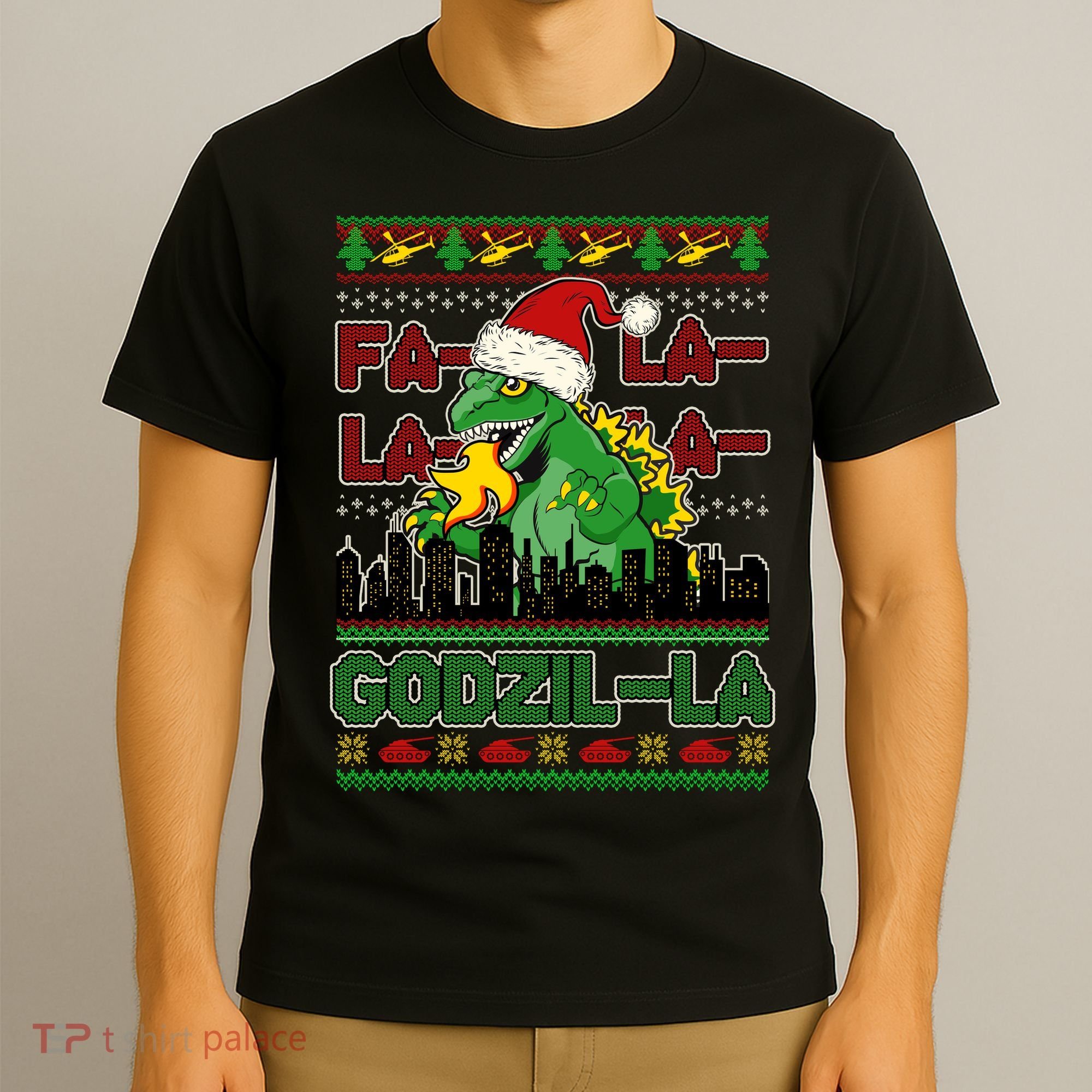 Funny Fa La La La Godzil-La Ugly Christmas Sweater T-Shirt
