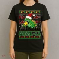 Funny Fa La La La Godzil-La Ugly Christmas Sweater T-Shirt thumb 4