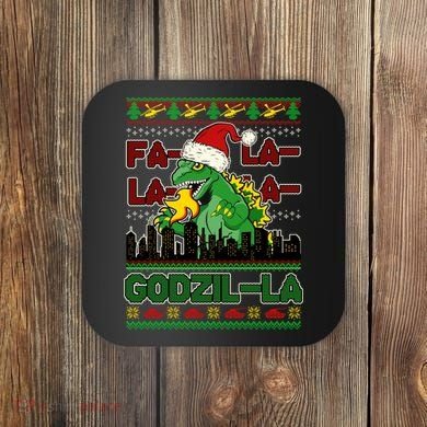 Funny Fa La La La Godzil-La Ugly Christmas Sweater Coaster