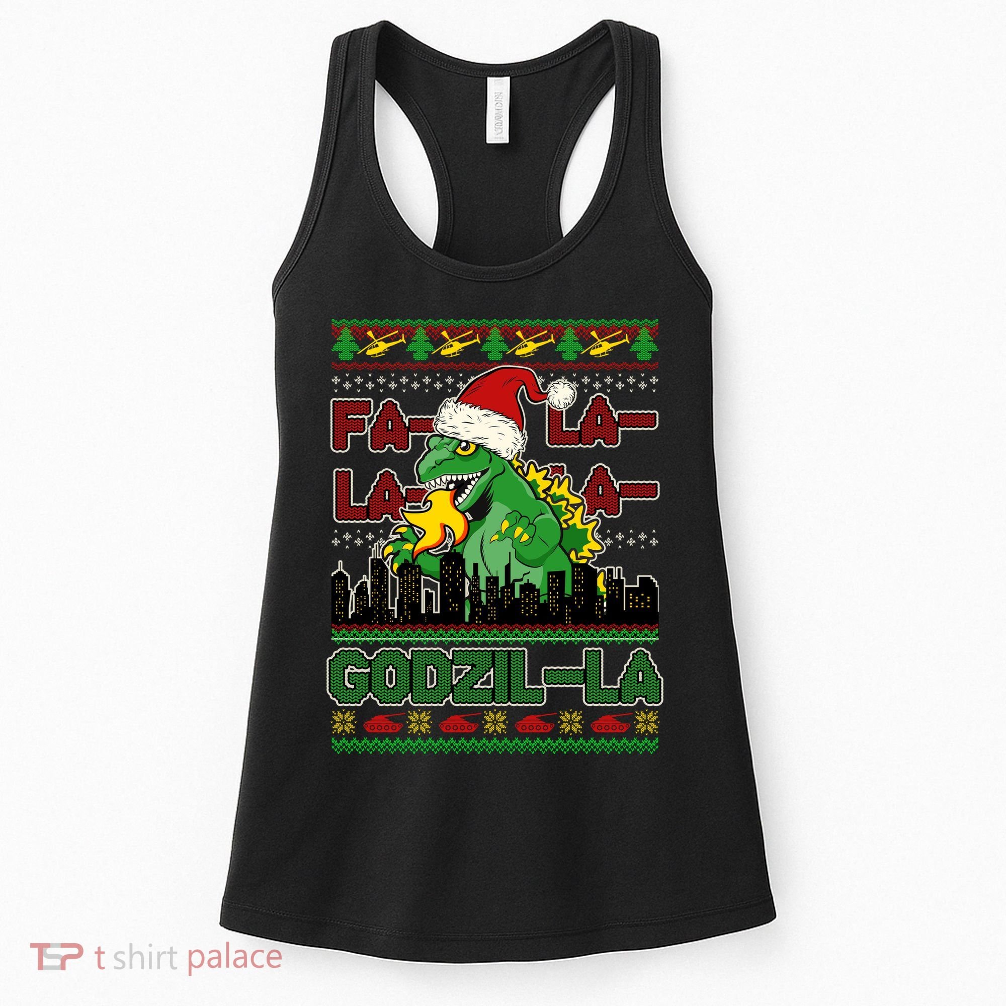 Funny Fa La La La Godzil-La Ugly Christmas Sweater Women's Tank Top