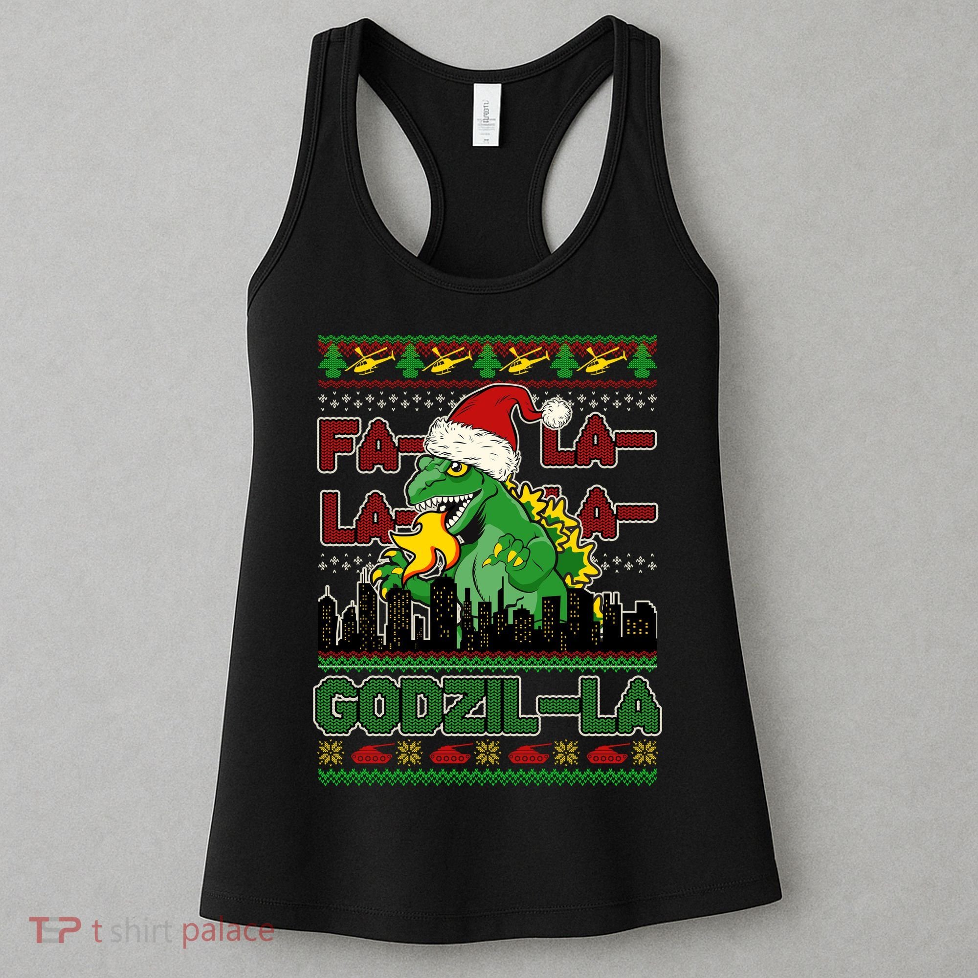 Funny Fa La La La Godzil-La Ugly Christmas Sweater Women's Tank Top