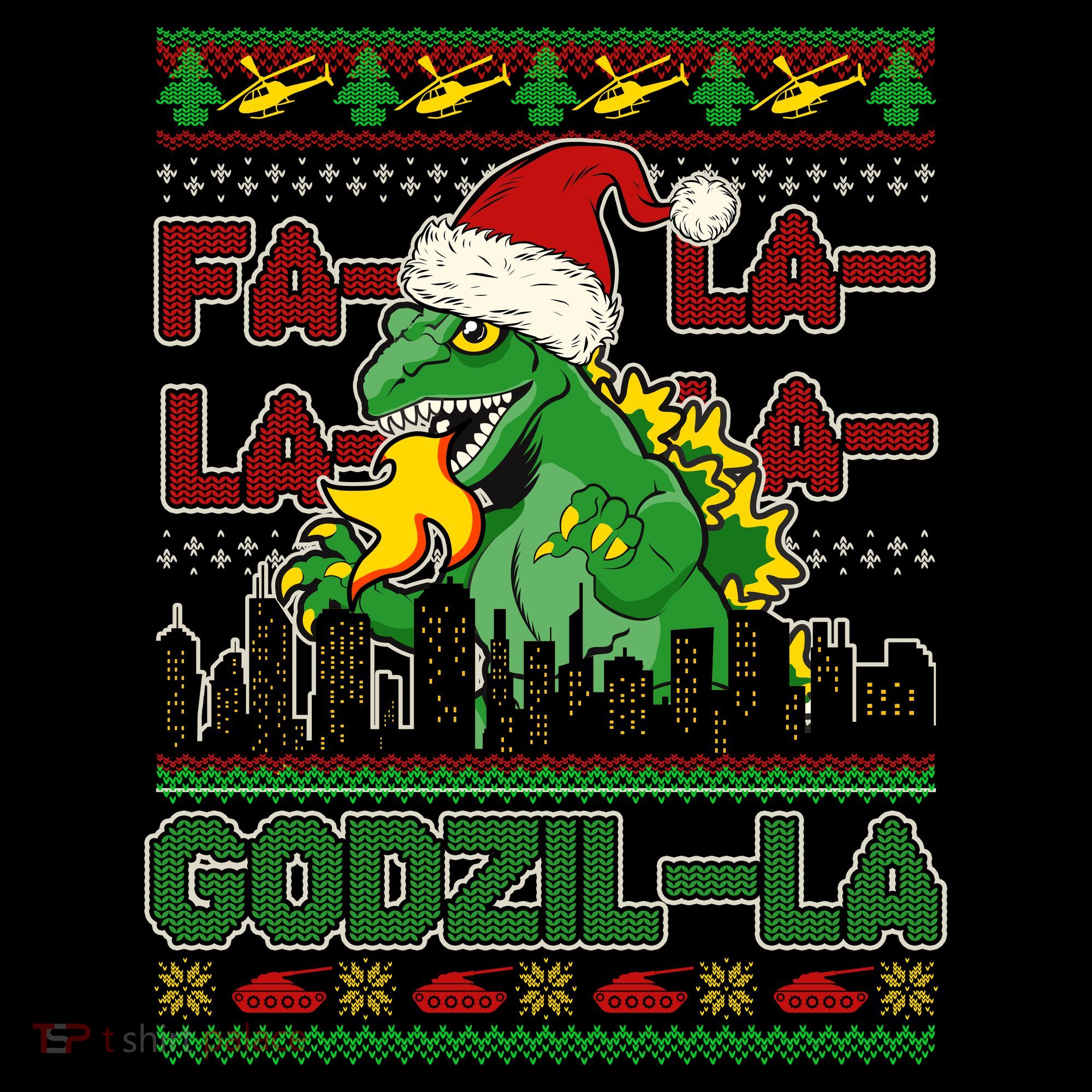 Funny Fa La La La Godzil-La Ugly Christmas Sweater Women's Tank Top