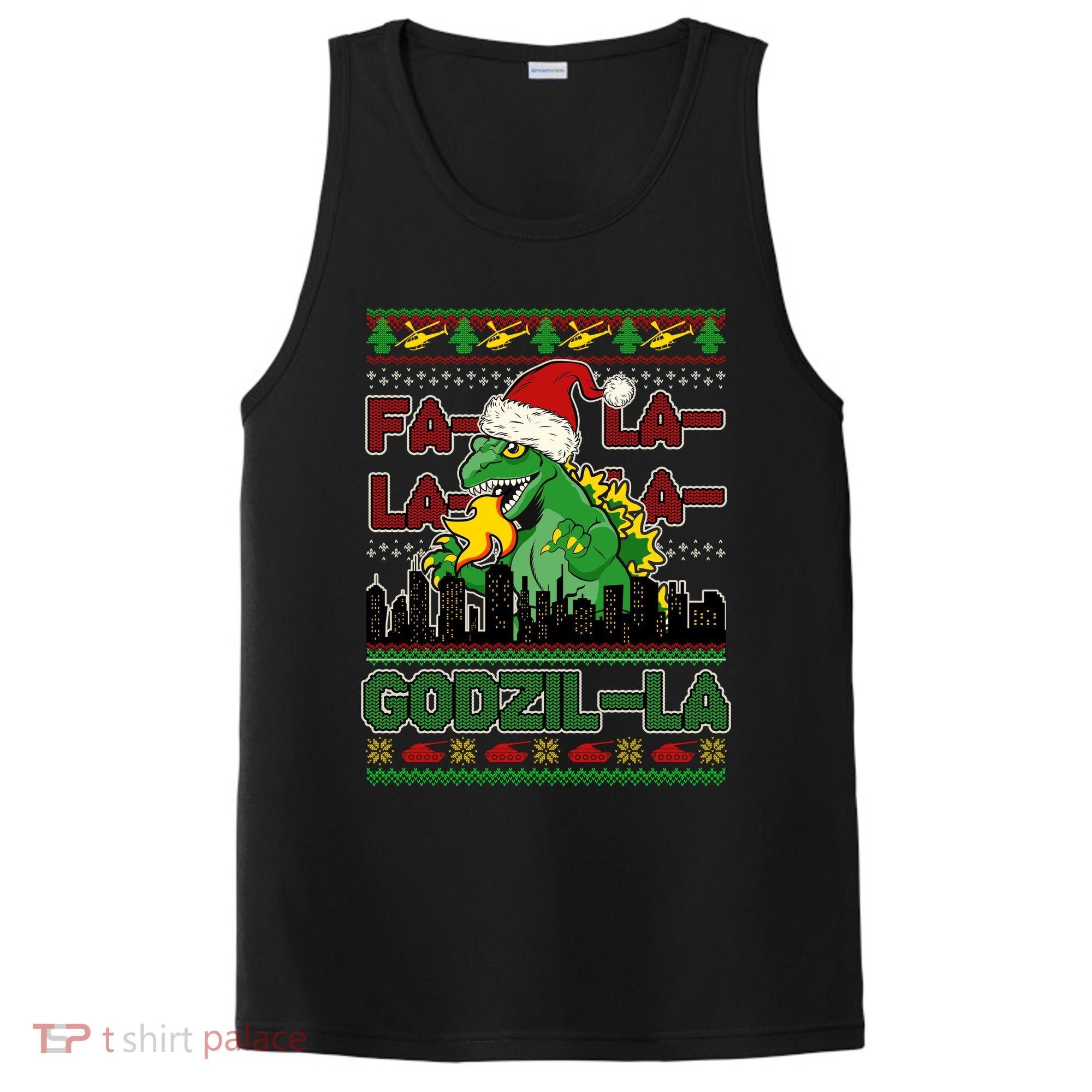 Funny Fa La La La Godzil-La Ugly Christmas Sweater PosiCharge Competitor Tank