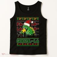 Funny Fa La La La Godzil-La Ugly Christmas Sweater Tank Top thumb 2