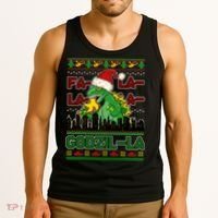 Funny Fa La La La Godzil-La Ugly Christmas Sweater Tank Top thumb 3