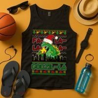 Funny Fa La La La Godzil-La Ugly Christmas Sweater Tank Top thumb 4