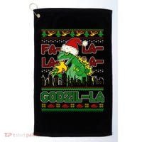 Funny Fa La La La Godzil-La Ugly Christmas Sweater Golf Towel thumb 0