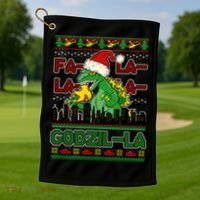 Funny Fa La La La Godzil-La Ugly Christmas Sweater Golf Towel thumb 1