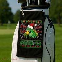 Funny Fa La La La Godzil-La Ugly Christmas Sweater Golf Towel thumb 2
