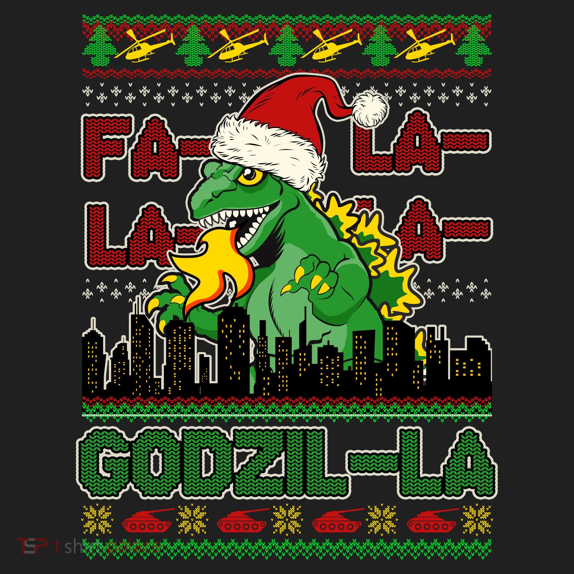 Funny Fa La La La Godzil-La Ugly Christmas Sweater Golf Towel