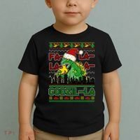 Funny Fa La La La Godzil-La Ugly Christmas Sweater Toddler T-Shirt thumb 2
