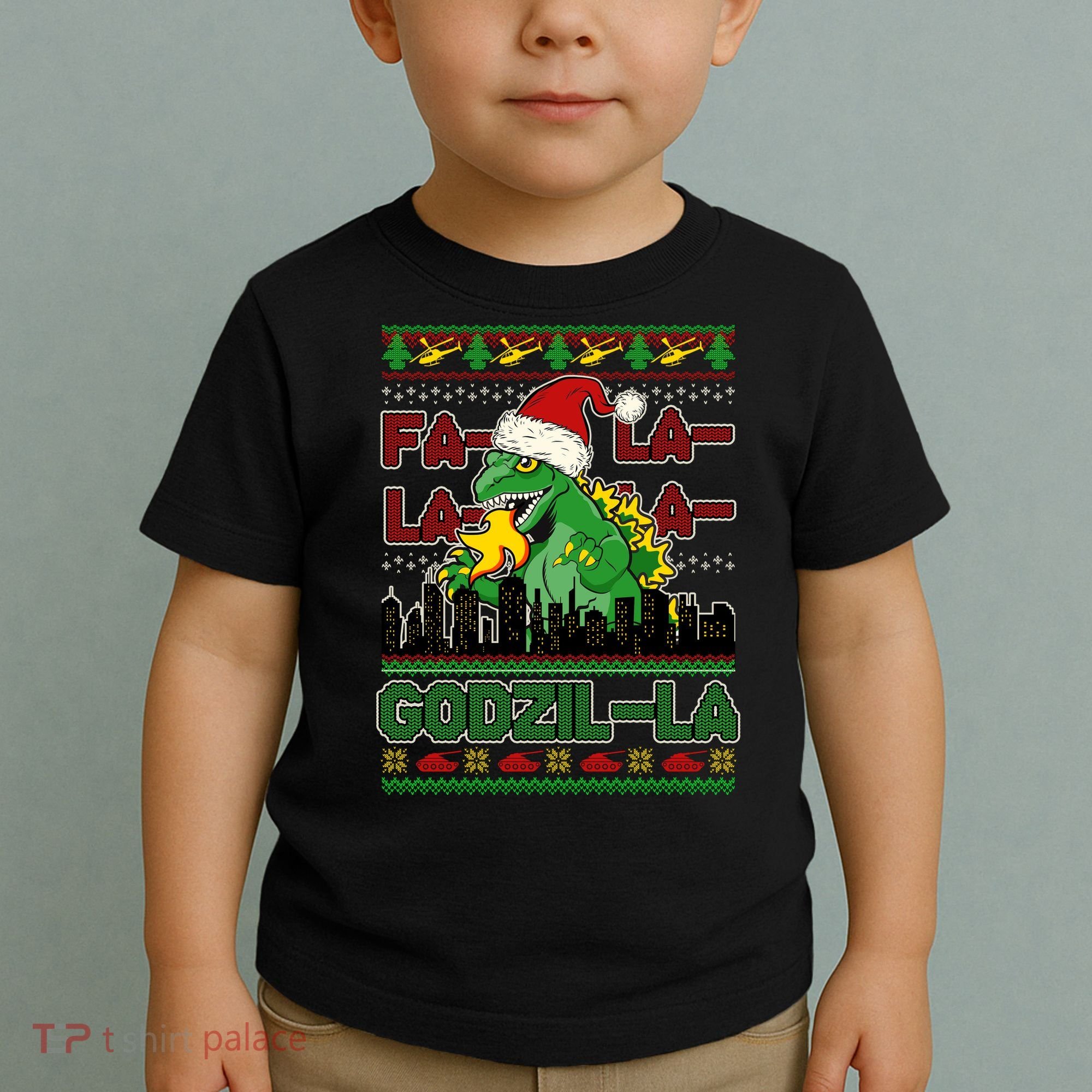 Funny Fa La La La Godzil-La Ugly Christmas Sweater Toddler T-Shirt