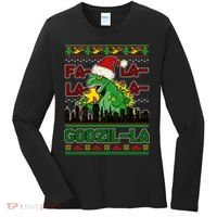 Funny Fa La La La Godzil-La Ugly Christmas Sweater Women's Long Sleeve Shirt thumb 0