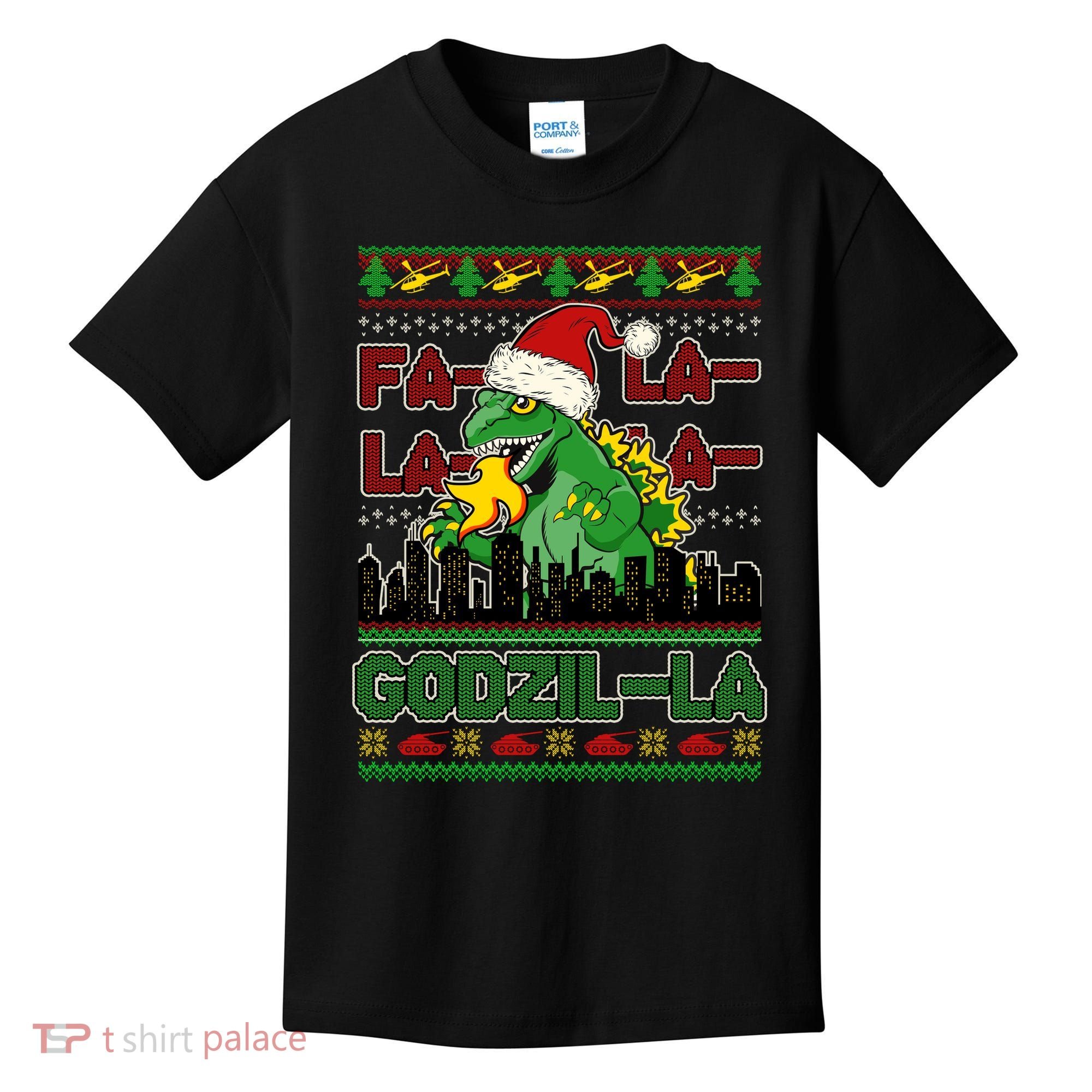 Funny Fa La La La Godzil-La Ugly Christmas Sweater Kids T-Shirt