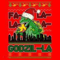 Funny Fa La La La Godzil-La Ugly Christmas Sweater Santa Hat thumb 1