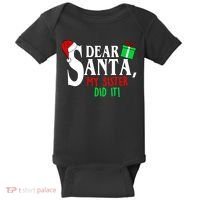 Funny Family Christmas Dear Santa my Sister Did It Baby Bodysuit thumb 0