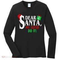Funny Family Christmas Dear Santa my Sister Did It Women's Long Sleeve Shirt thumb 0