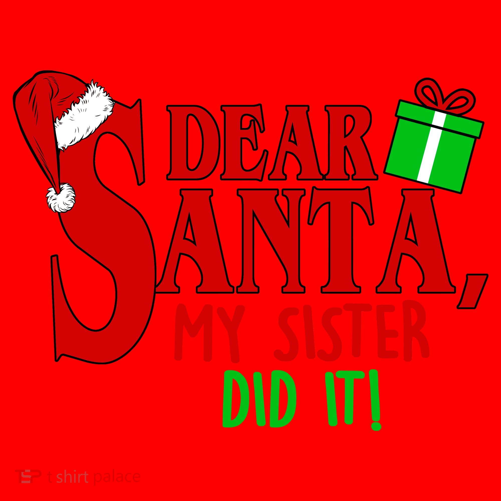 Funny Family Christmas Dear Santa my Sister Did It Santa Hat